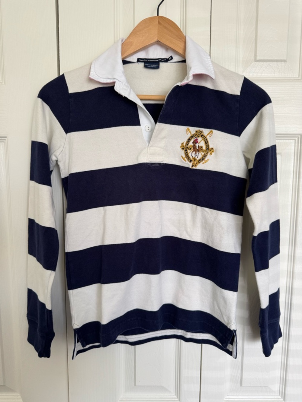 Ralph Lauren Sport White Polo with Navy Trim size xs